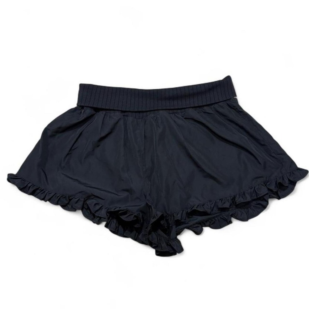Coquette Black Ruffled Shorts Fold over Ribbed Waistband No Boundaries M 8-10